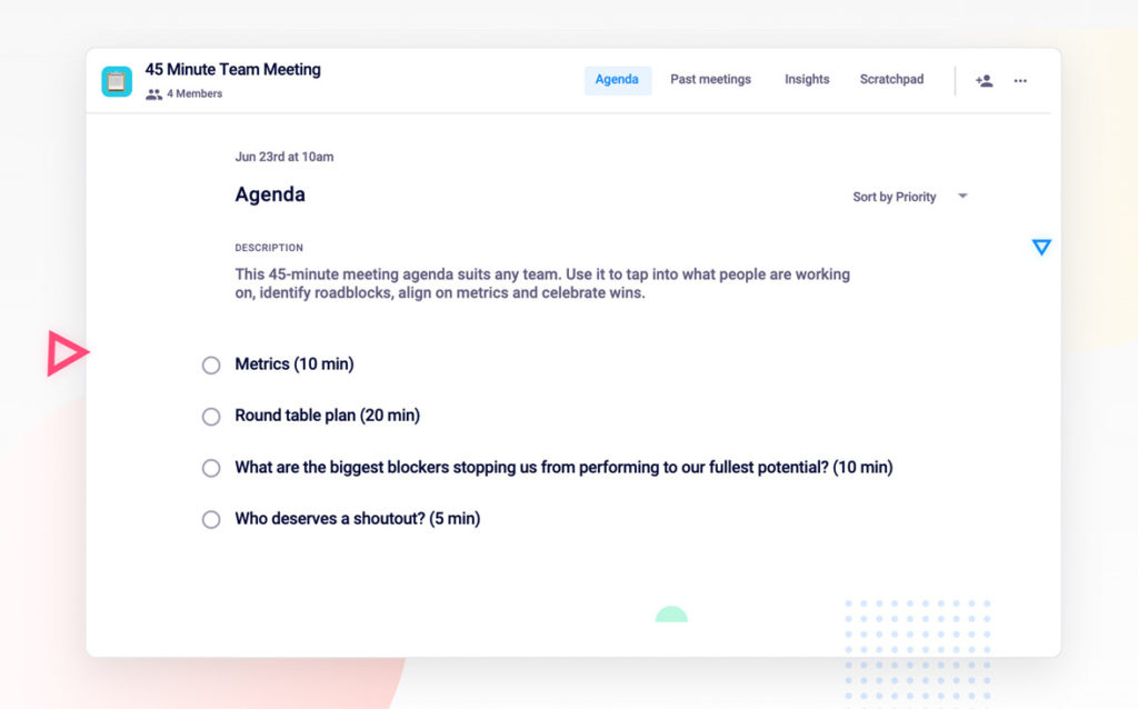 45 minute team meeting agenda